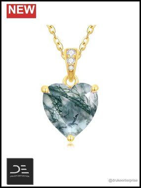14K Solid Gold Birthstone Heart Necklace Gemstone Pendant 18" Chain Dainty Gift
